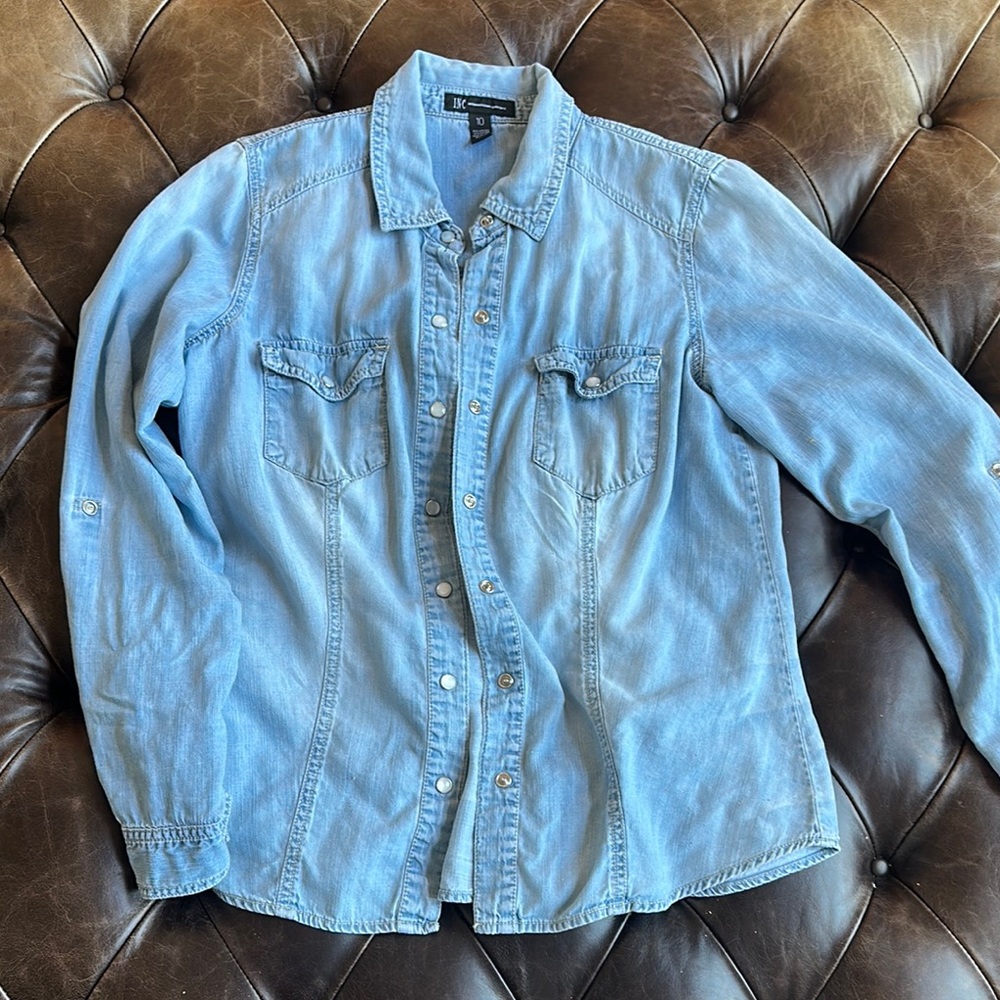 INC International Concepts Light Blue Denim Shirt